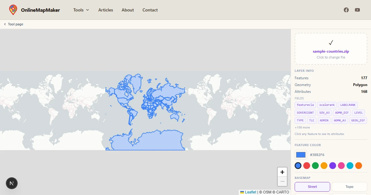 Shapefile Viewer — View SHP Files on Map Free Online | OnlineMapMaker