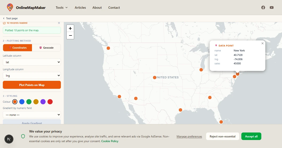 ZIP Code Mapper — Geocode & Map Postal Codes Free Online | OnlineMapMaker
