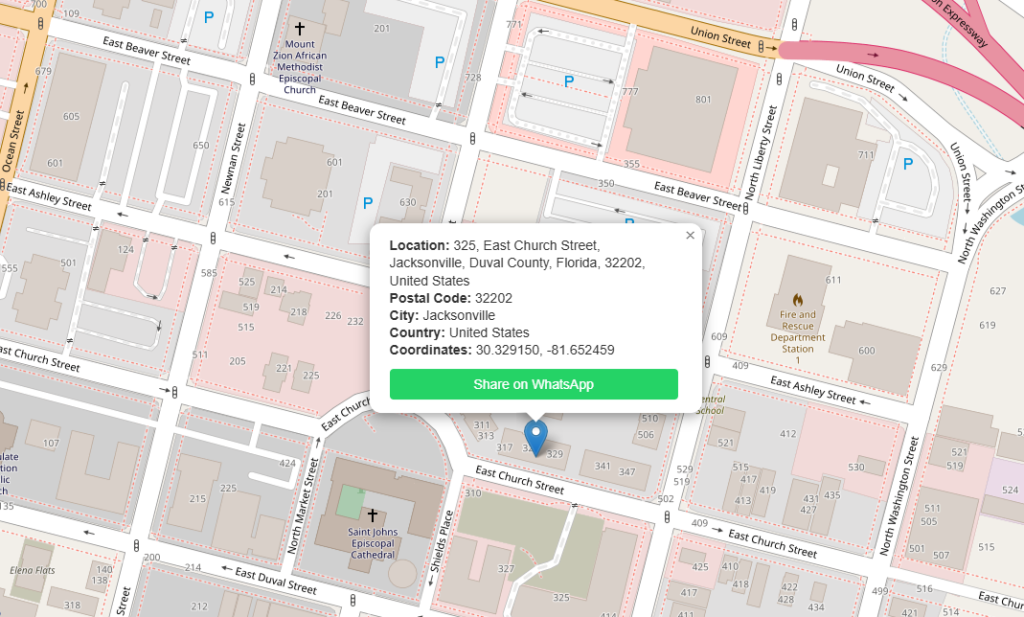 postal code finder and share on whatsapp