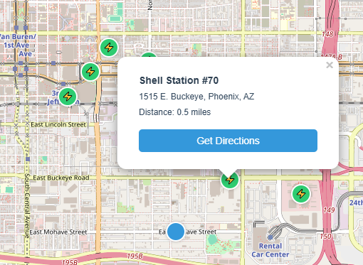Nearest Ev charging point to my location information and distance using free map application to find electric car charging stations near me
