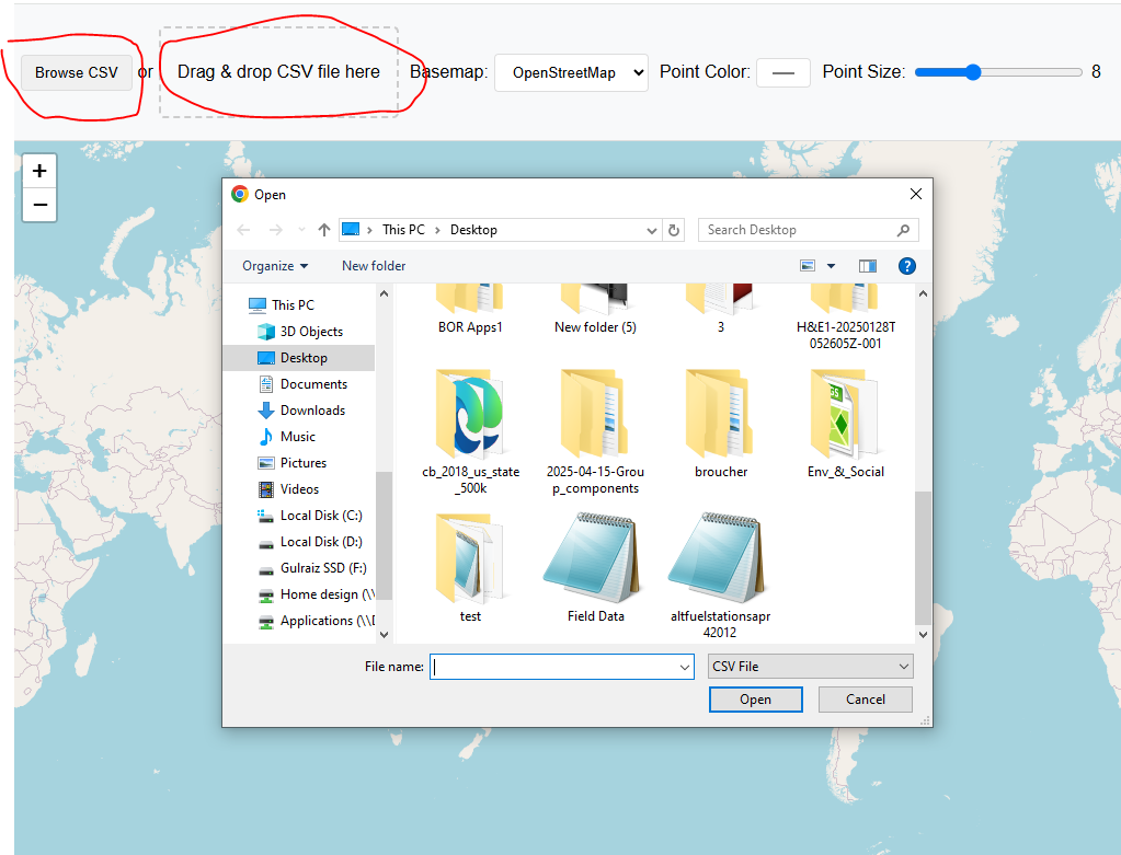 Longitude and Latitude Map From CSV - Free Online Map Application