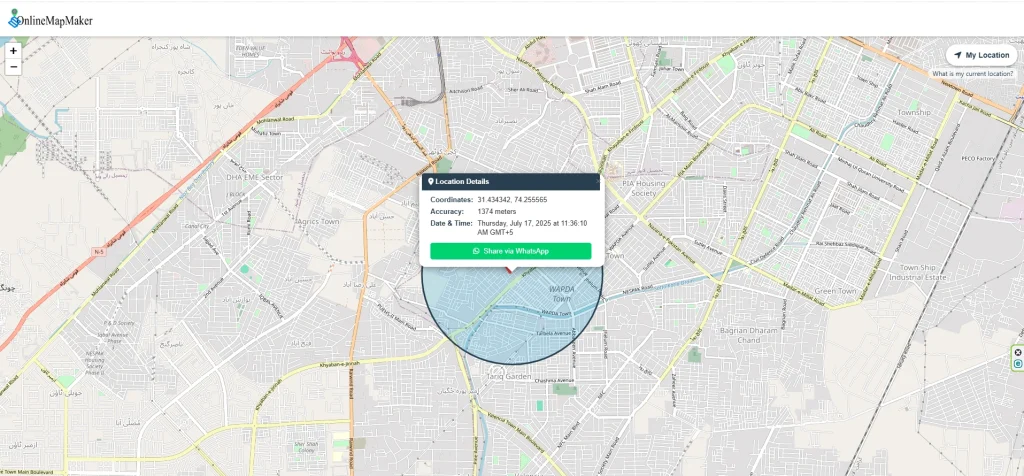 My exact location right now on map and share coordinates